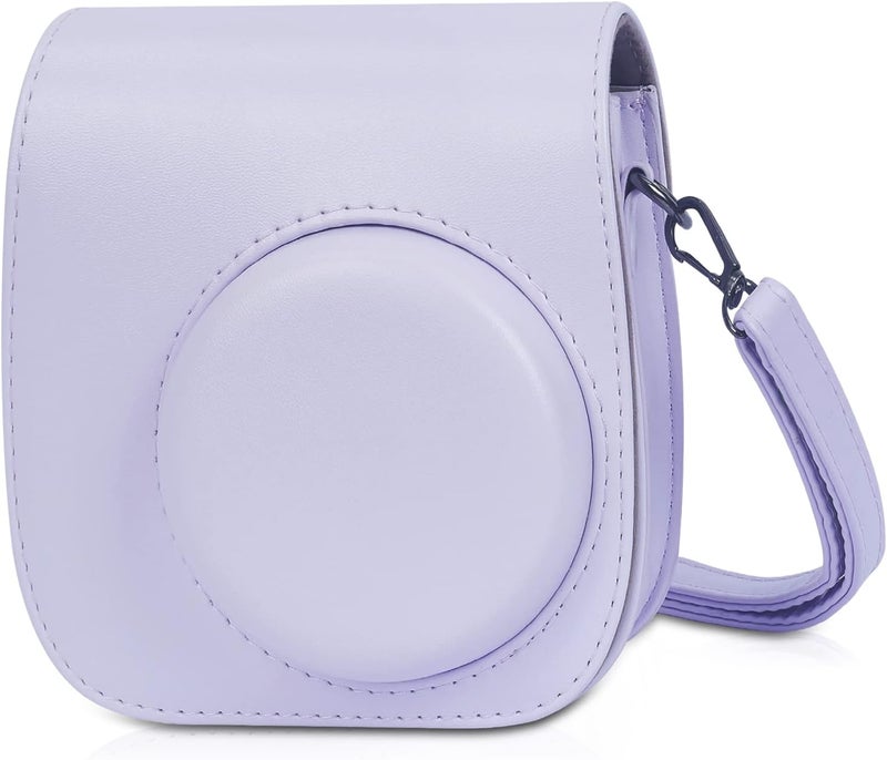Phetium Instant mini 12 Camera Protective Case Compatible with Instax Mini 12 11,PU Leather Bag with Pocket and Adjustable Shoulder Strap (Lilac Purple) - Image 1